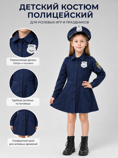 Police Costume Dress with Cap
