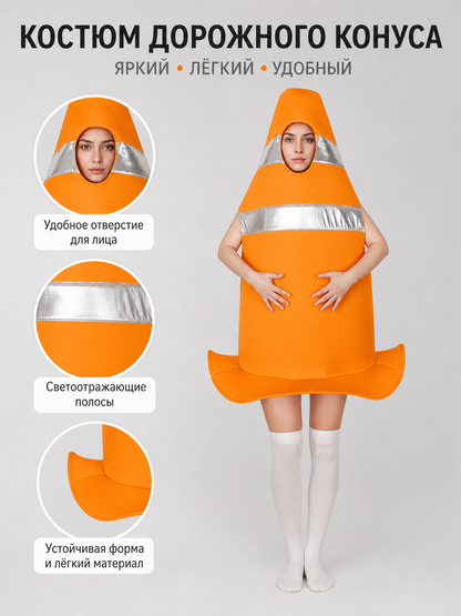 Adult Orange Traffic Cone Costume for Parties