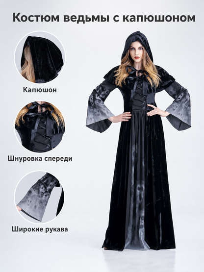 Hooded Witch Costume, Gothic Dress