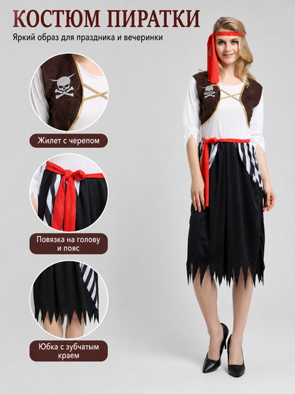 Pirate Costume with Headband and Belt