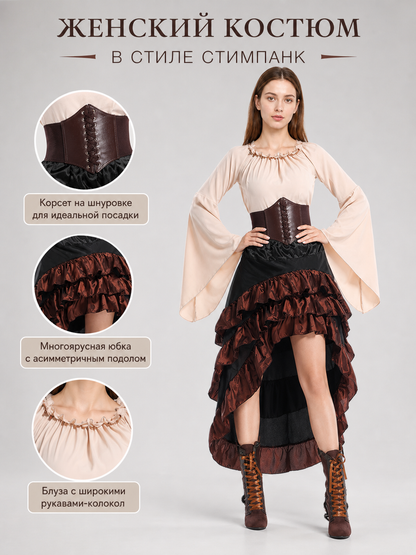 Steampunk Ruffled Costume Dress