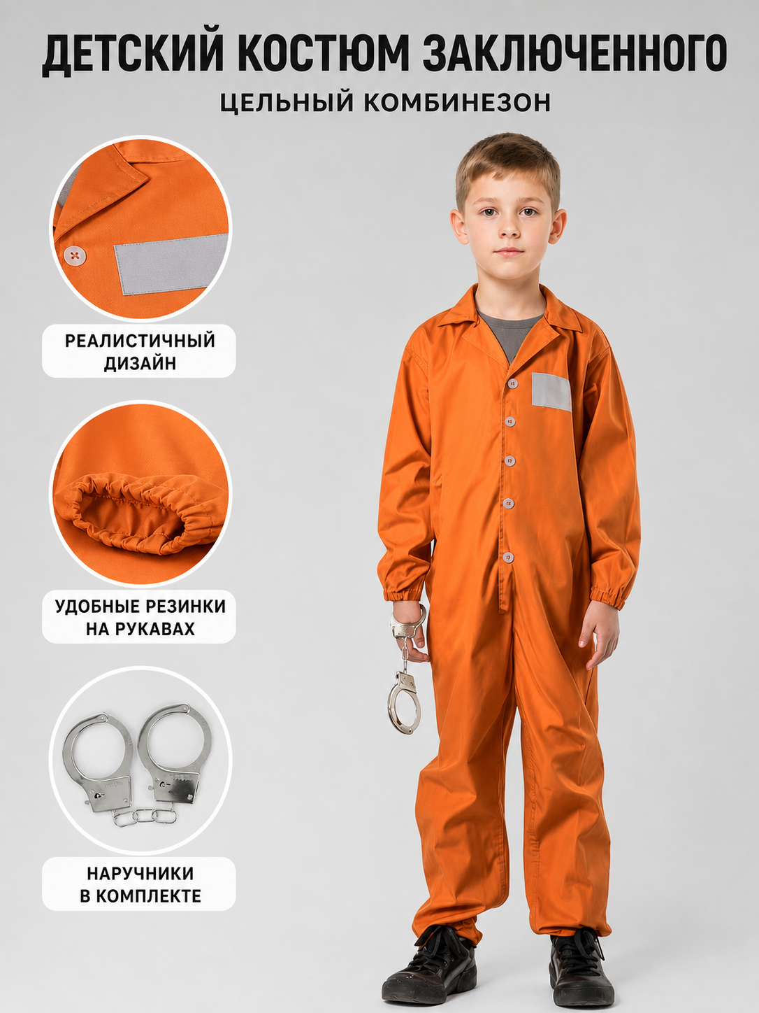 Children’s Prisoner Costume with Orange Jumpsuit