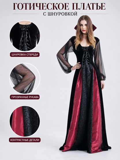 Gothic long dress for cosplay and masquerade