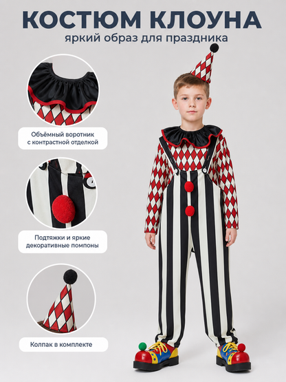 Clown Costume with Hat and Nose