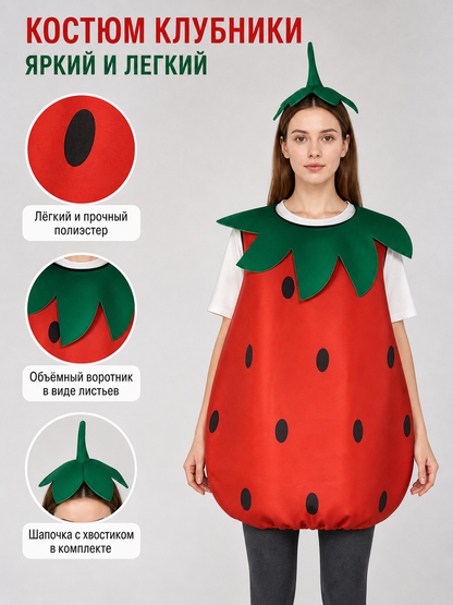 Adult Strawberry Costume with Mask