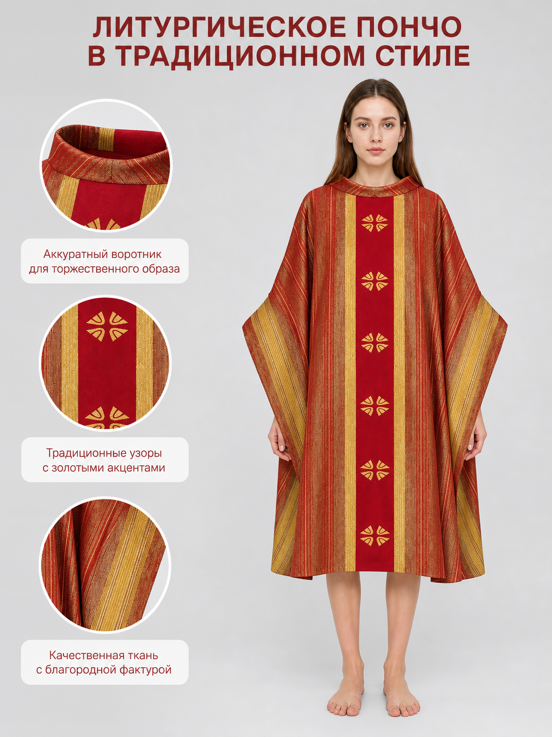 Medieval Cosplay Cloak with Gold Decoration