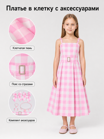 Barbie-Style Plaid Costume Dress main product view 2