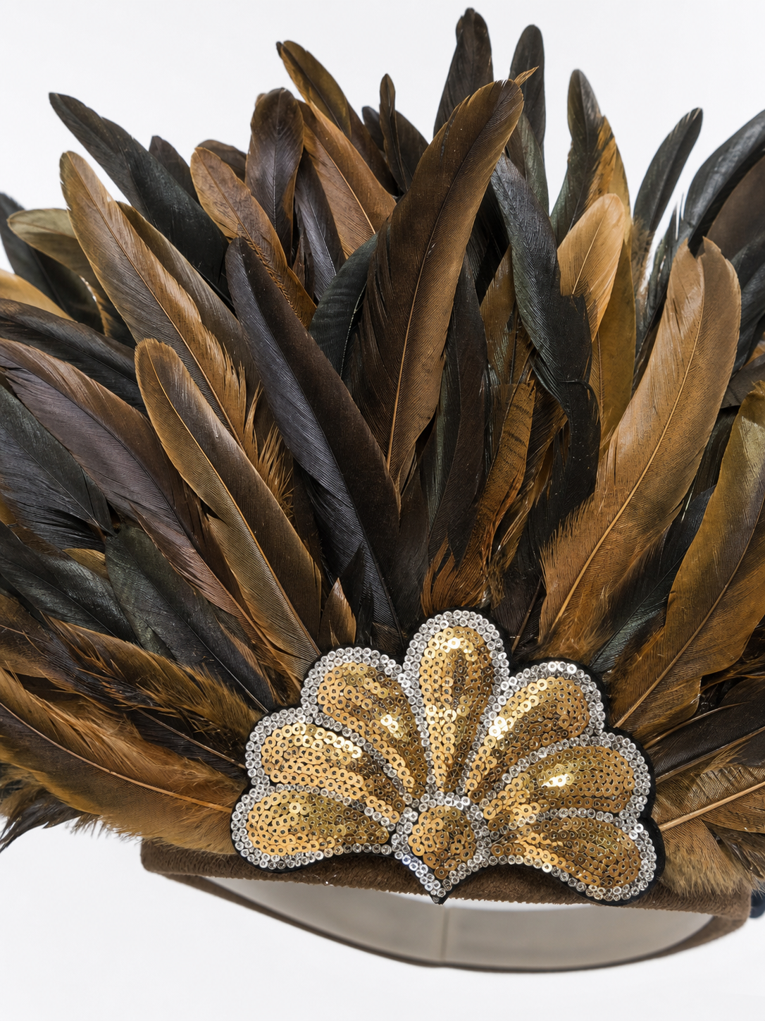 Sequined Feather Headpiece for Masquerade