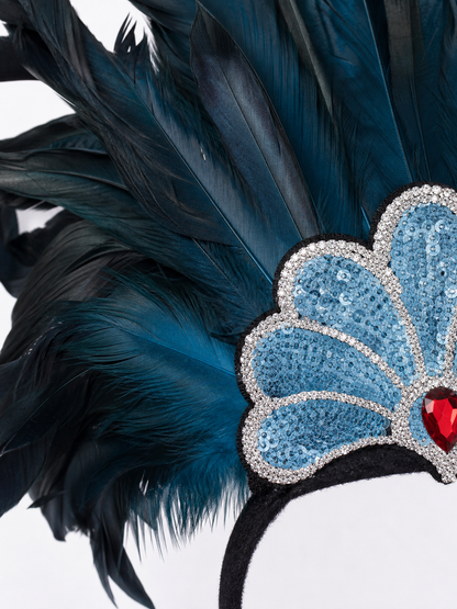 Carnival Feather and Bead Headpiece