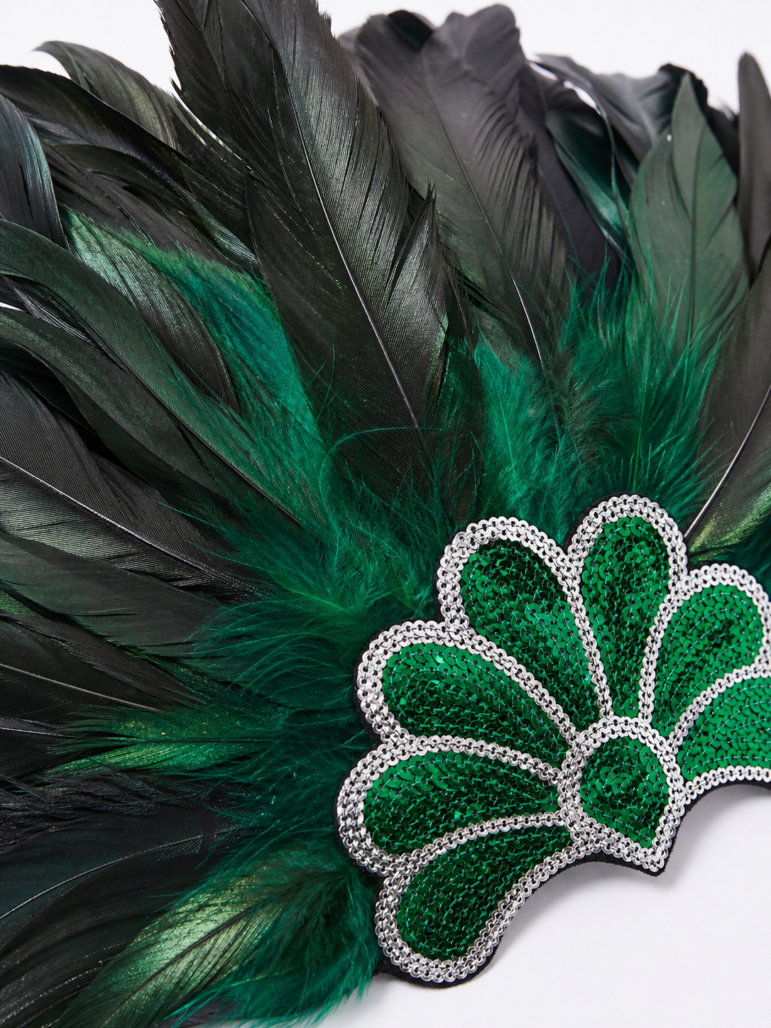 Carnival Headpiece with Green Feathers