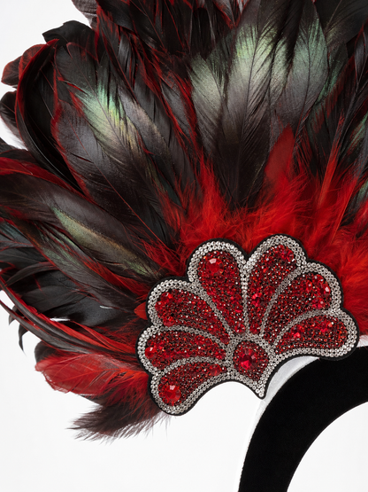 Red Feather Carnival Headpiece