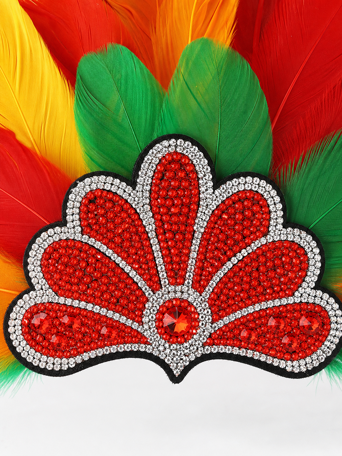 Carnival Headpiece with Multicolored Feathers detail view 3