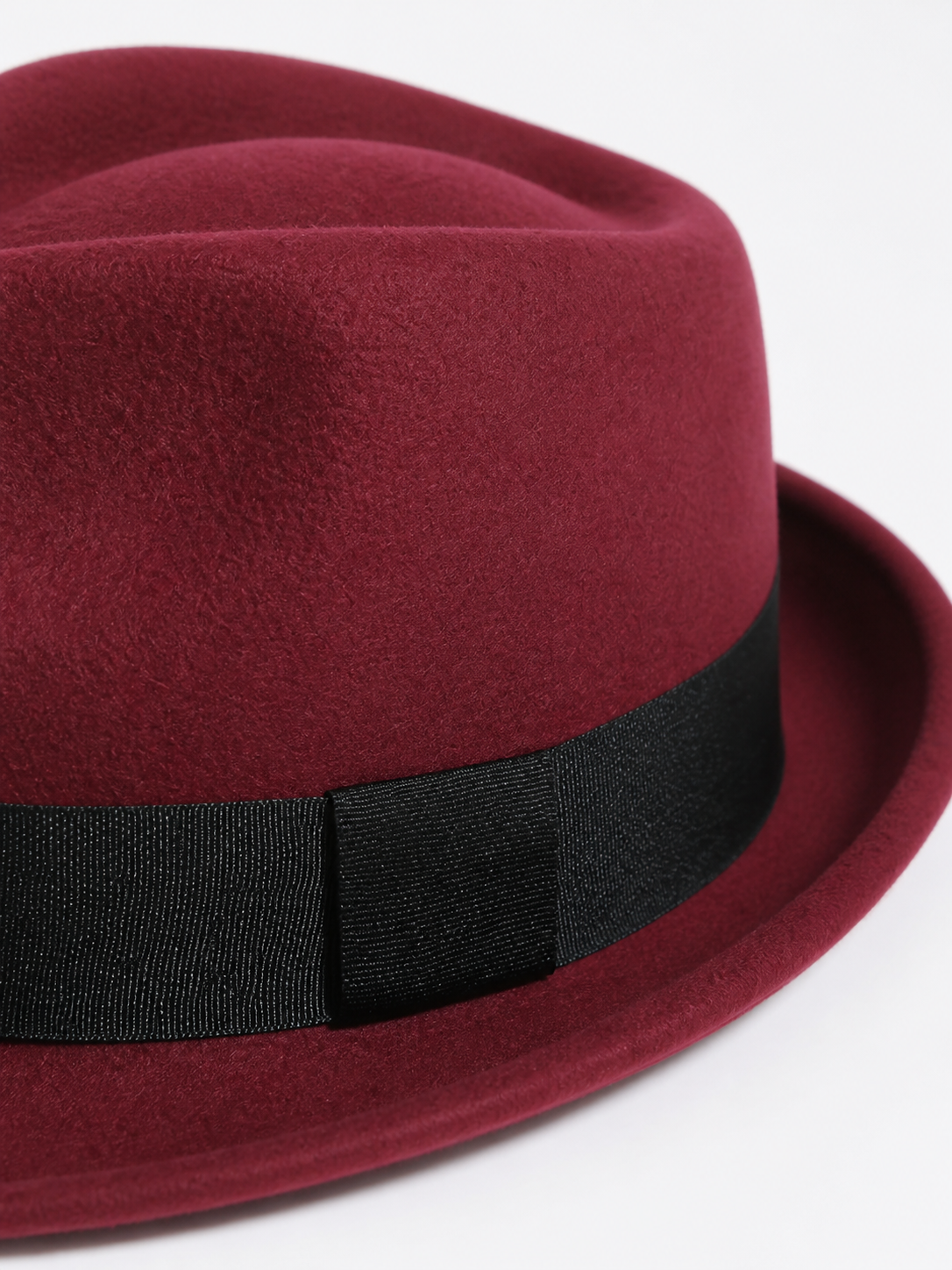 Carnival Burgundy Fedora Hat with Black Ribbon