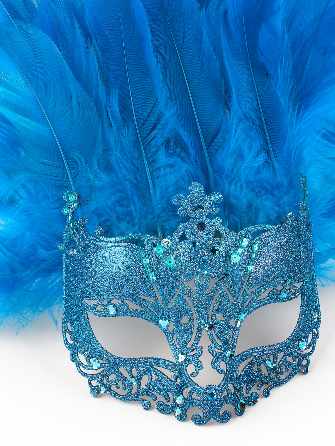 Carnival Eye Mask with Blue Feathers