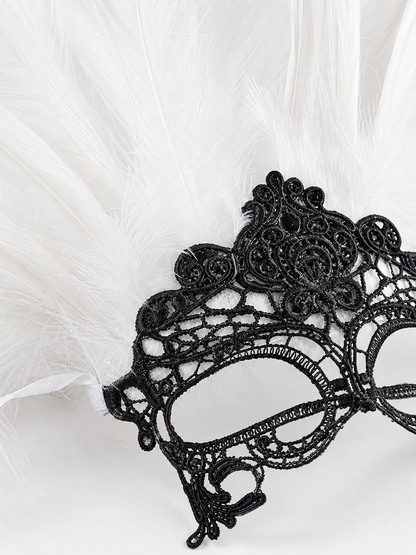 White feather masquerade headpiece product view 34