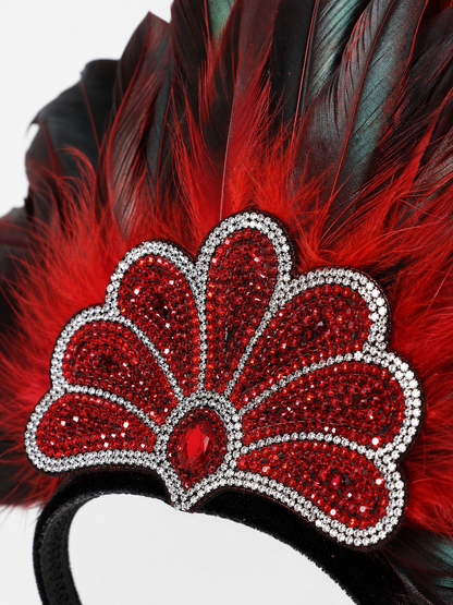 Red Feather Carnival Headpiece