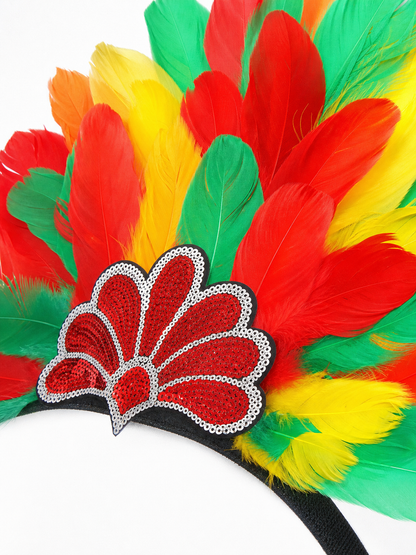 Multicolored Carnival Feather Headpiece