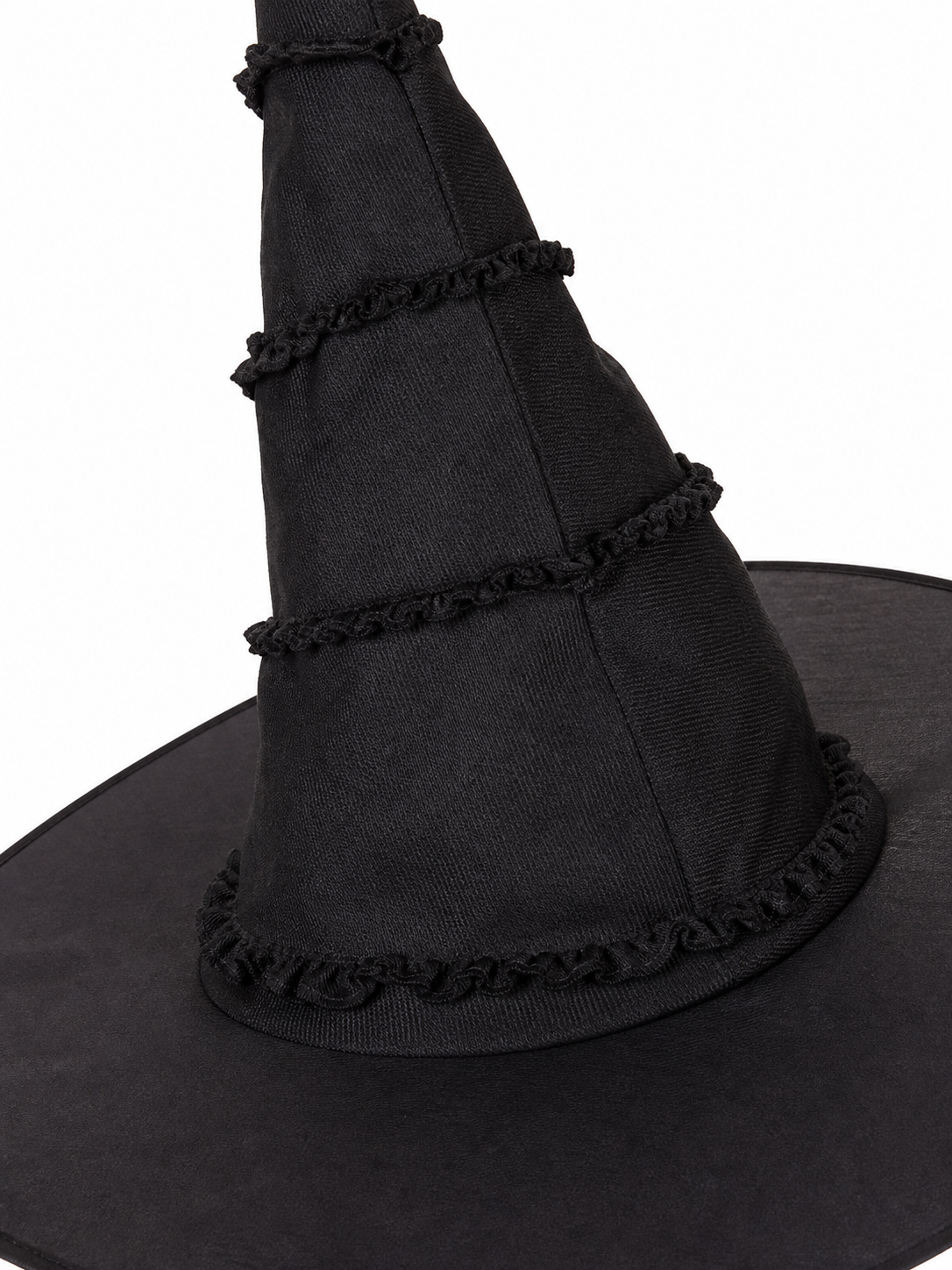 Black Halloween Witch Hat With Glossy Surface, Tall Pointed Crown And Wide Floppy Brim For Witch Cosplay Costume Party Accessory