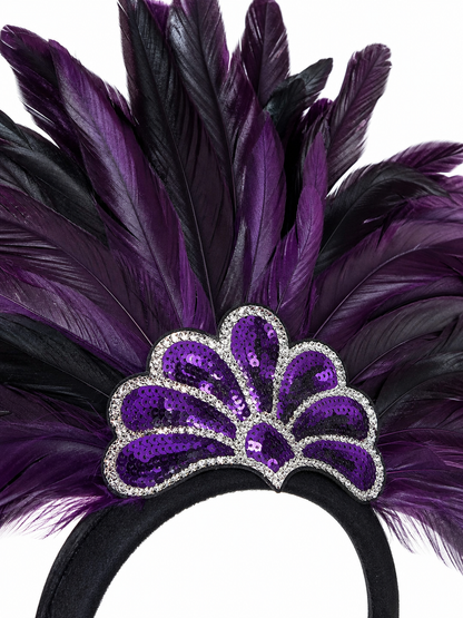 Carnival headpiece with feathers and sequins