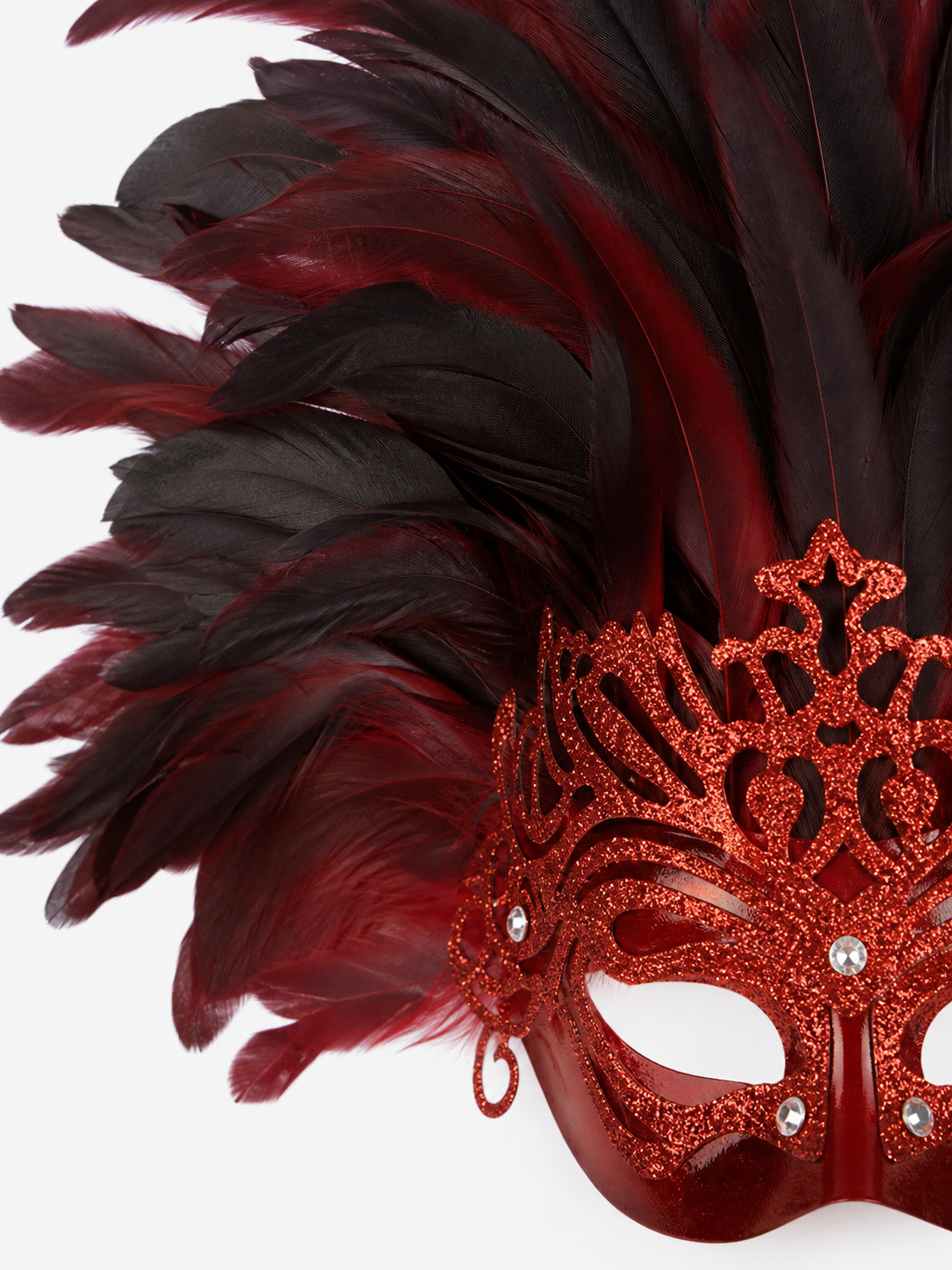 Carnival headpiece with feathers and mask