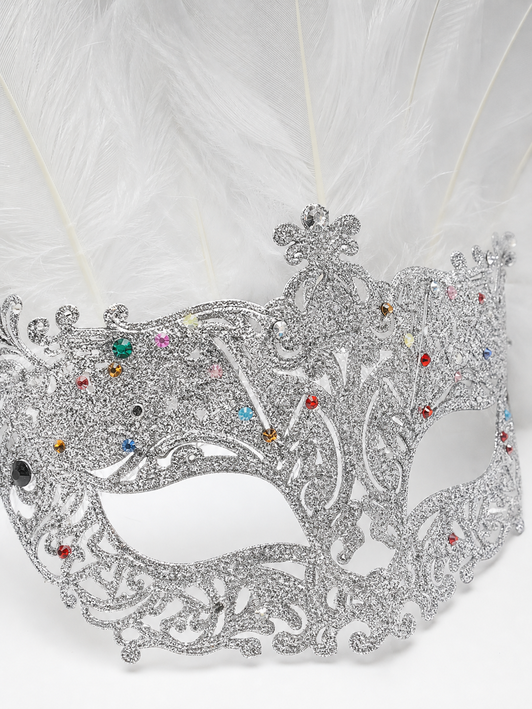 White Feather Masquerade Mask product view 34