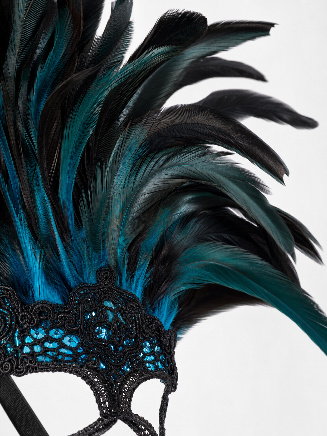Carnival Feather Headpiece with Mask