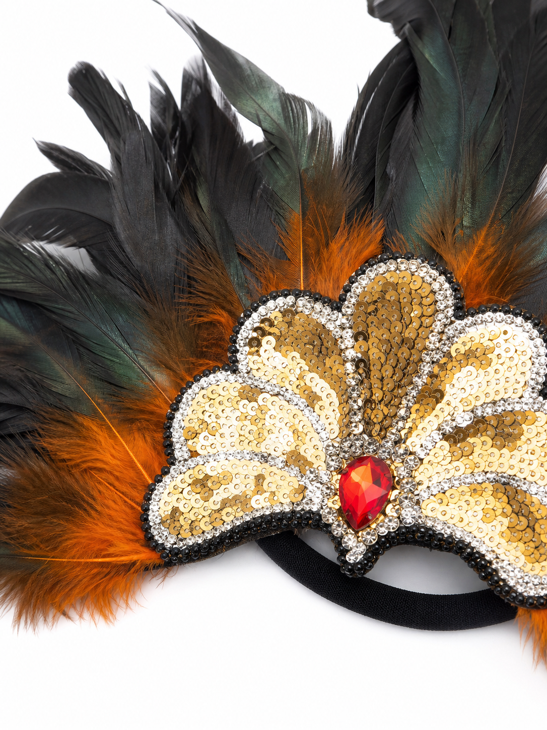 Carnival Feather and Bead Headpiece
