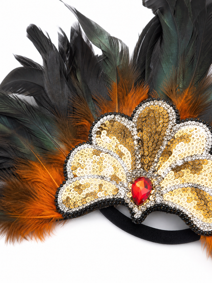 Carnival Feather and Bead Headpiece