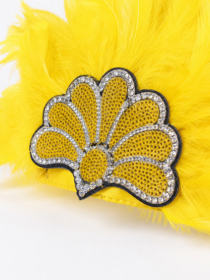 Yellow Carnival Headpiece with Gold Fan detail view 2