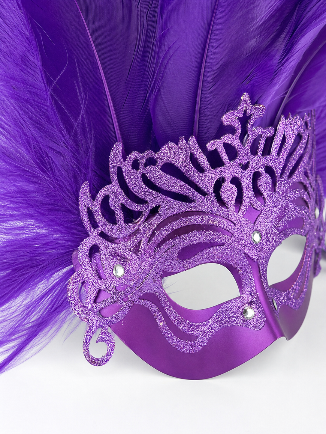 Purple Feathered Carnival Mask Headpiece product view 25