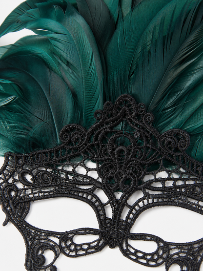 Carnival Feather and Mask Headpiece