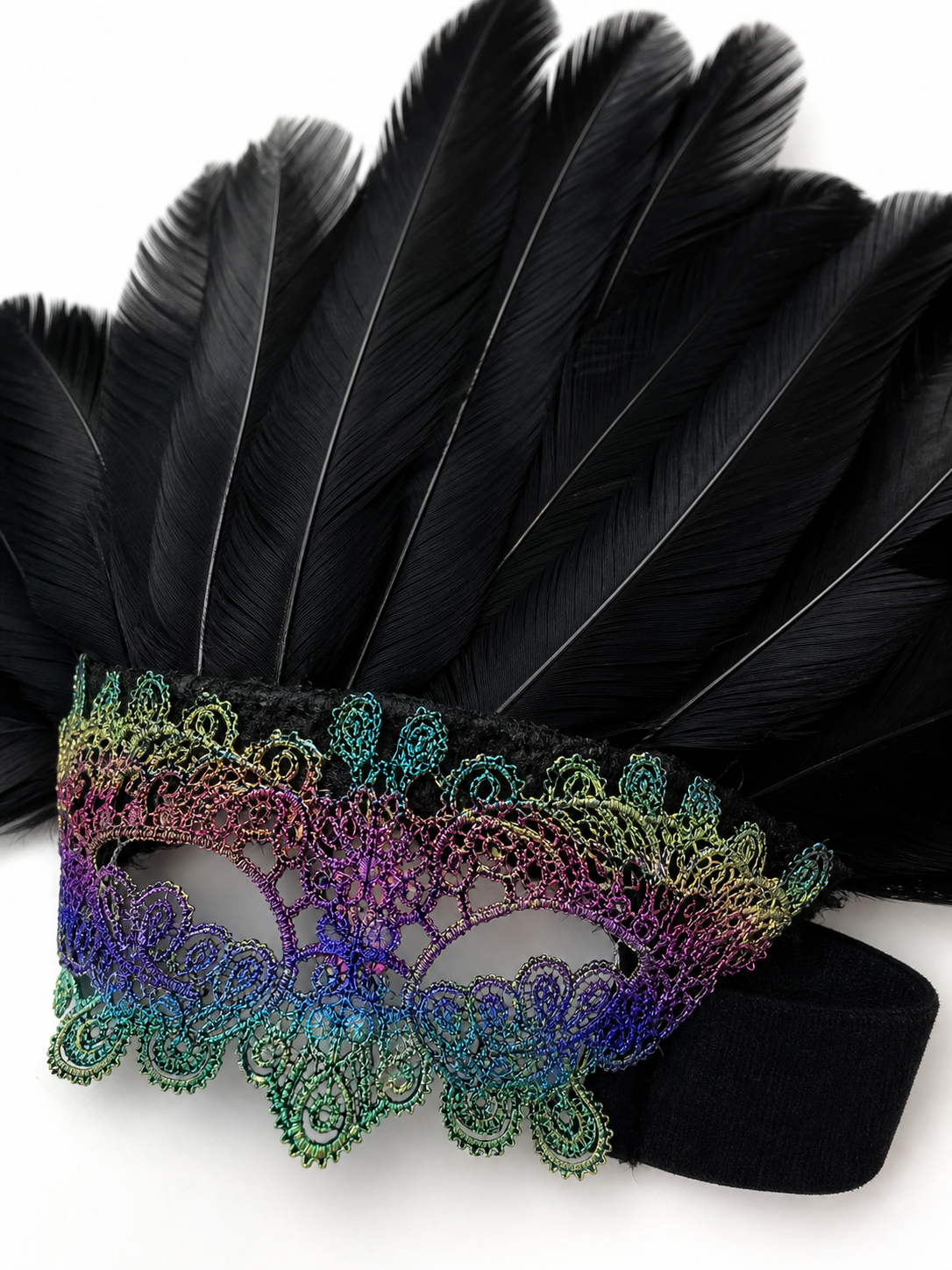 Carnival Feather Headpiece with Mask
