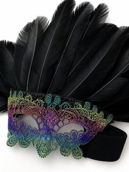 Carnival Feather Headpiece with Mask