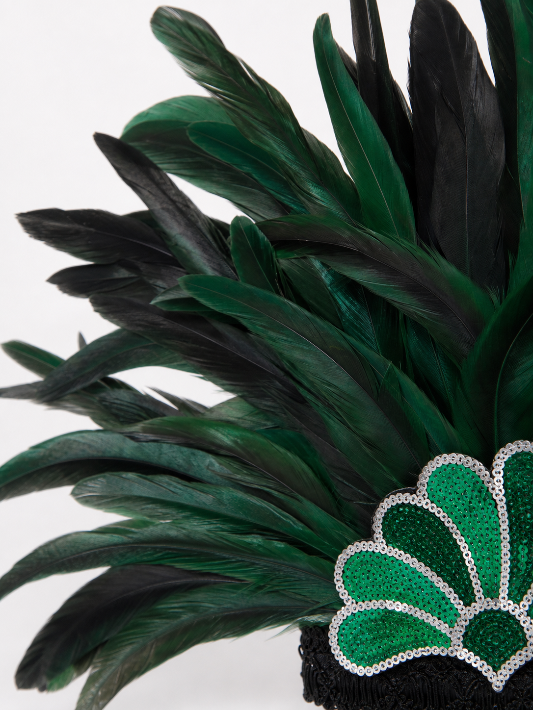 Carnival Headpiece with Green Feathers