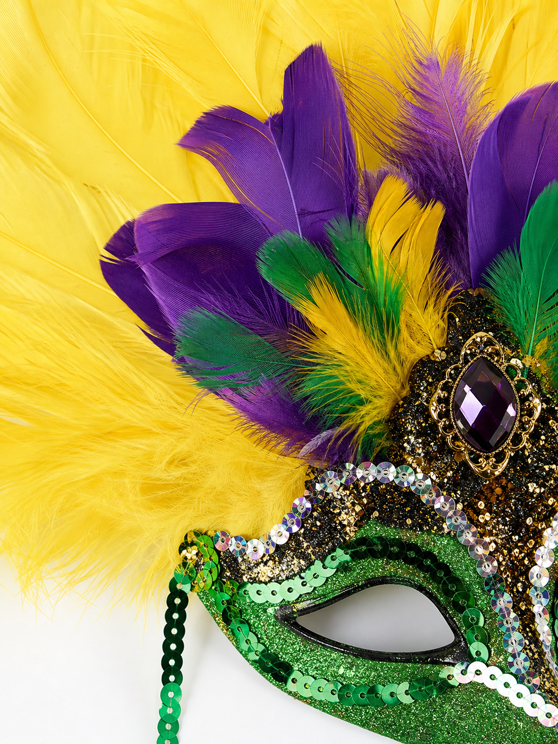 Carnival feather headdress with mask