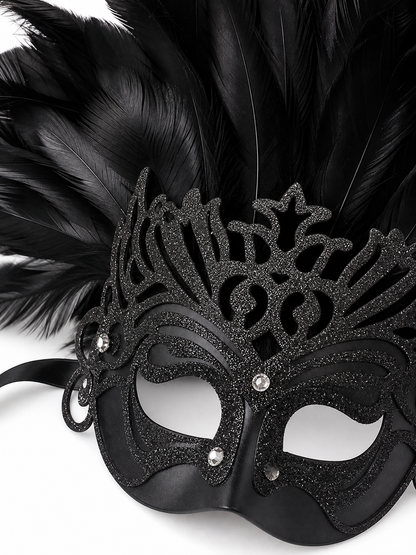 Carnival Feather Headpiece with Mask