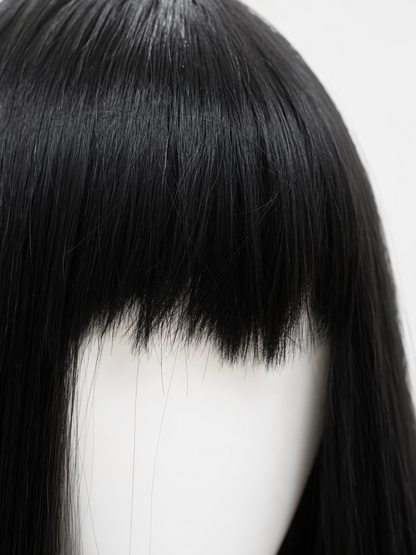 Long Wig with Straight Hair and Blunt Bangs