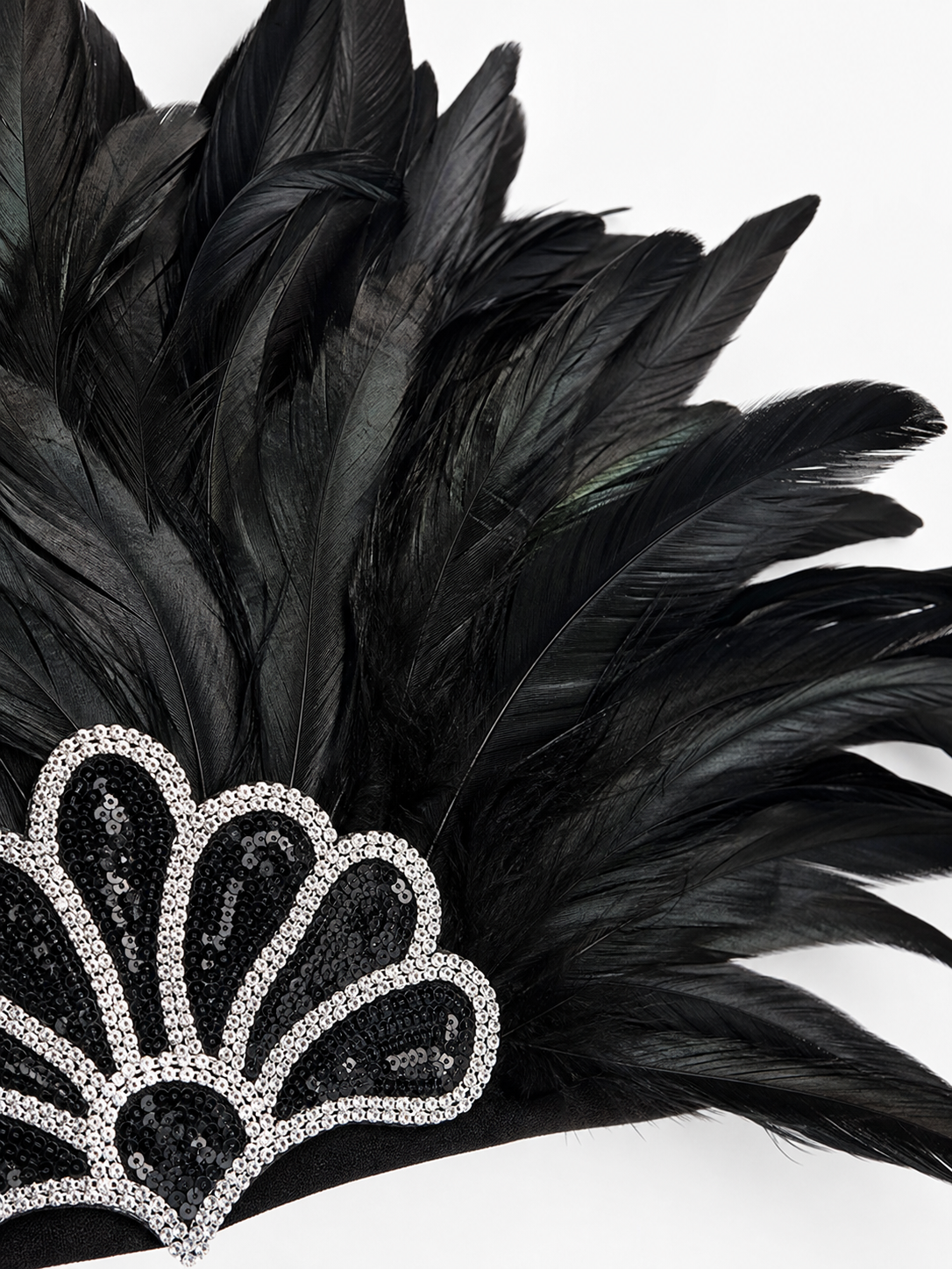 Black Feather and Sequin Headpiece