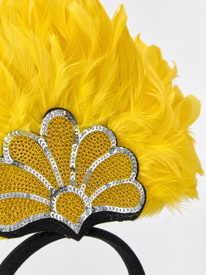 Carnival Headpiece with Yellow Feathers