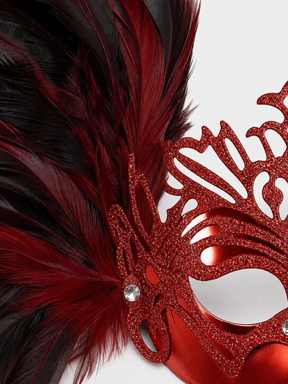 Carnival headpiece with feathers and mask