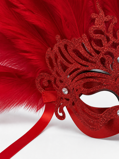 Carnival Feather Headpiece with Mask