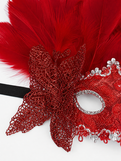 Carnival Headpiece with Red Feathers