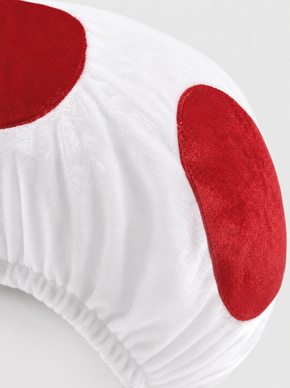 An unusual mushroom-shaped headpiece will be a noticeable detail of a costume, themed party, or stage look. The design has a playful style and resembles a large mushroom hat: a rounded, voluminous crown with a full gathered shape and a wide