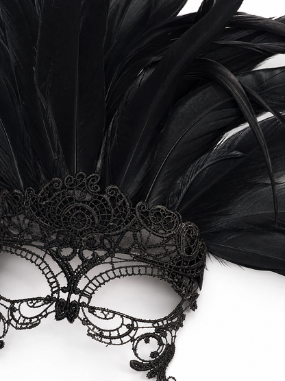 Carnival Feather Headpiece with Mask