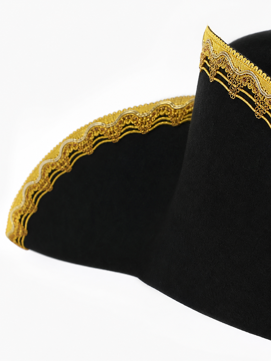 1pc Children's Pirate Hat, Black Wide Brim Pirate Costume Hat with Gold Decorative Trim, Tall Crown for Dress-Up Play and Costume Parties