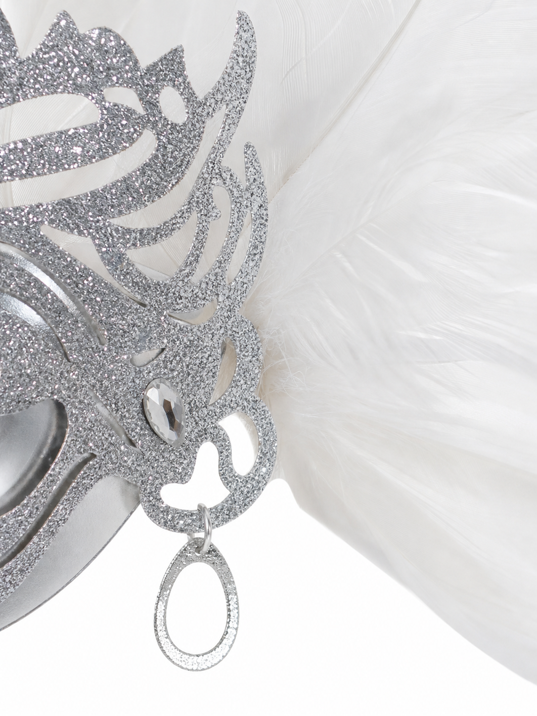 White feather silver masquerade mask product view 35