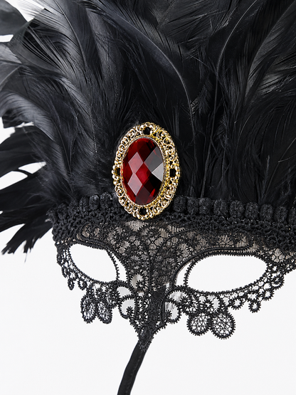 Carnival headpiece with black feathers