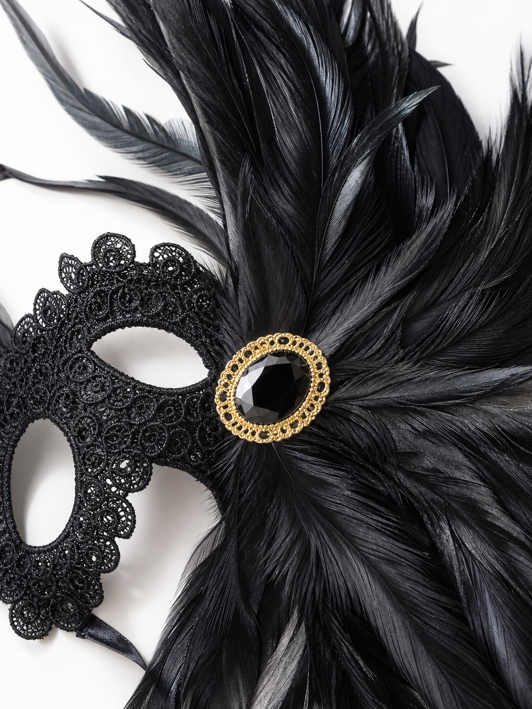 Carnival Headpiece with Black Feathers