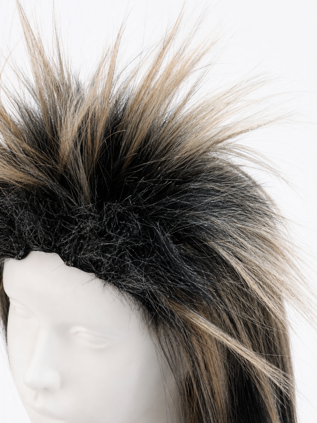 Black and blonde spiked mohawk wig product view 42
