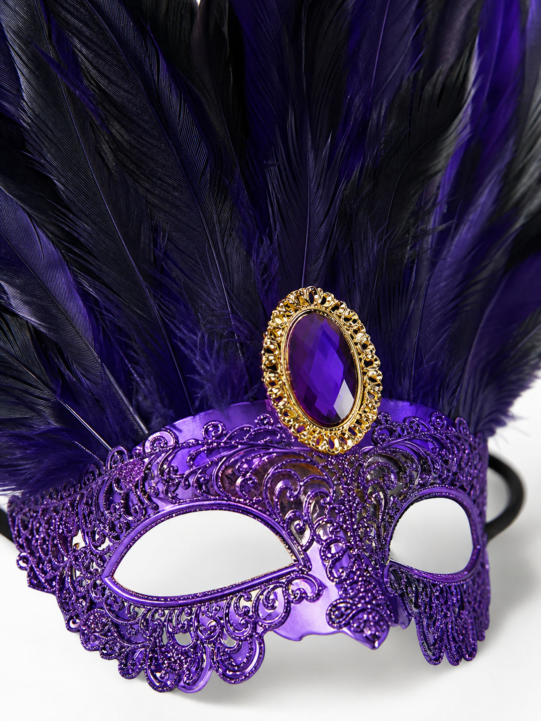 Carnival Feather Headpiece with Mask